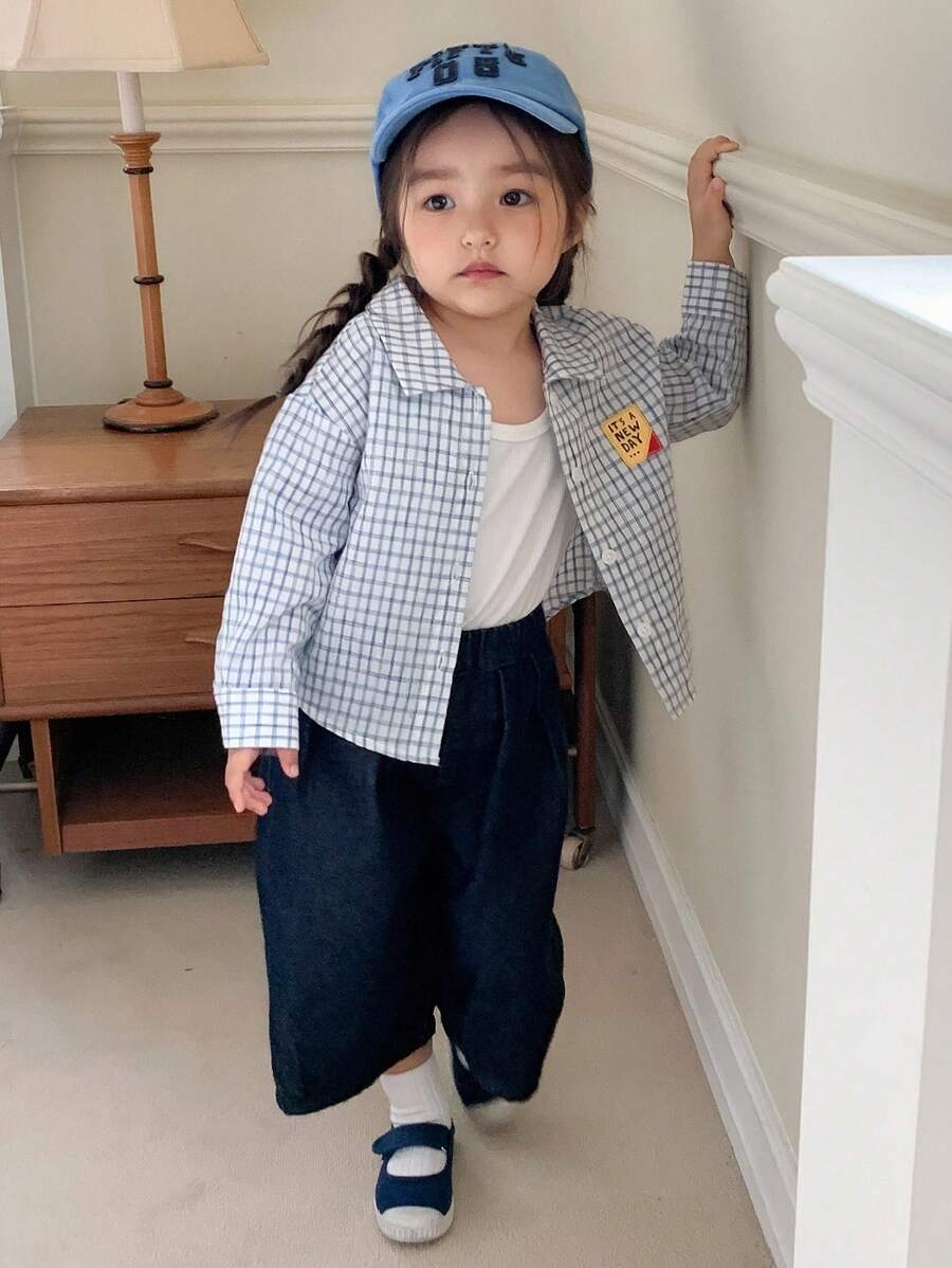 Hapijoa Baby Mädchen Karierter Locker Sitzender Langarm Lässig Bluse, Kleinkind Herbstkleidung