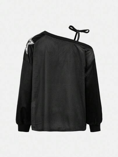 Girlism Áo nỉ in họa tiết màu đen cho bé gái tuổi teen - Bao gồm áo ba lỗ in số chéo vai, áo hoodie dài tay có dây đeo nơ, thích hợp cho ngày tựu trường, dạo phố, thể thao, thường ngày