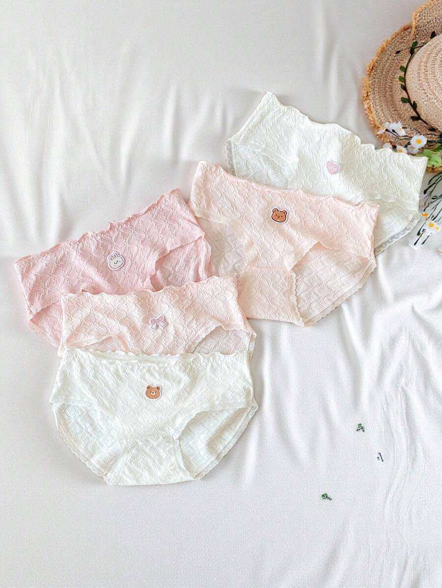 5条装 卡通印花透气少女内裤 舒适内裤 返校时尚 - 彩色 - 查看 1