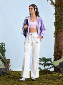 SHEIN In My Nature Women's Drawstring Pants, Irregular Design, Wide Leg Casual Outdoor Sweatpants Jogger, Women High Waist, Wide Leg Loose Casual Outdoor Sweatpants, White Wide Leg Pants, Chalky White Sweatpants Wide Leg Sweatpants Activewear Hiking Pants Workout Pants, Sport Pants, Outdoor Pants, Climbing Pants, Fall Trousers Pants, Hiking Pants, Warm Pants, Spring And Fall Bottoms, Streetwear, Back To School