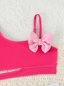 Conjunto de traje de baño lindo con decoración de moño para niña joven