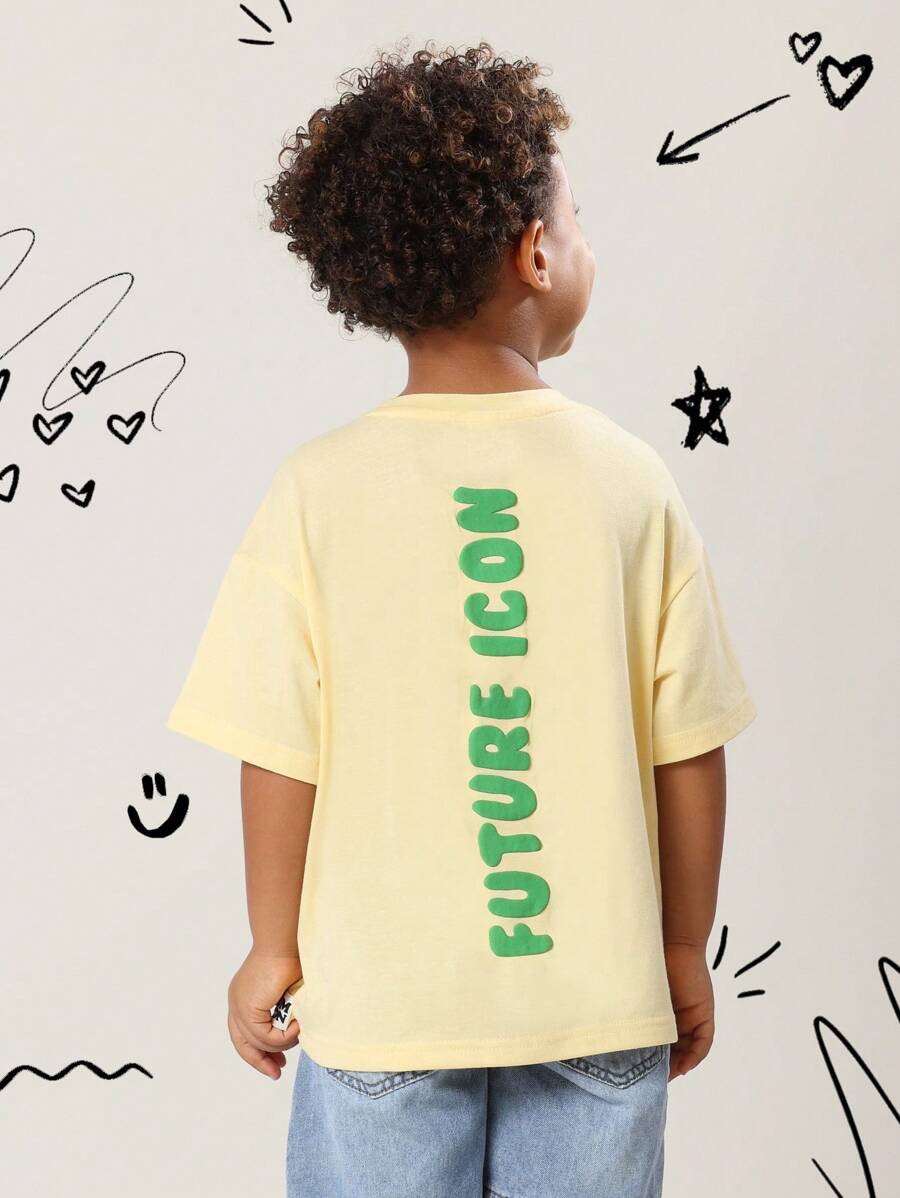 SUMWON Future Icon Youth T-Shirt Summer Spring Cotton Casual Short Sleeve Crewneck Tee With Front Logo Casual Streetwear Essential Basic
