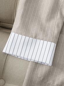 Franclia Chaqueta estilo blazer ajustada de lino beige con rayas, cuello con contraste y un solo botón, versátil para uso casual, oficina y commuting. Nueva ropa de mujer casual de primavera/otoño para el trabajo