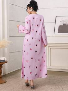 Yasmyna 女式卡通人物印花长袖阿拉伯风格连衣裙 - 粉色 - 查看 2