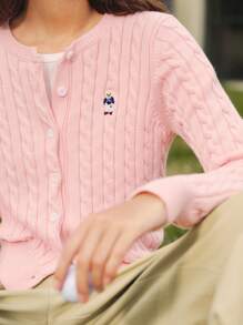 Briarwyn Áo khoác cardigan dài tay đơn giản, năng động, thoải mái, dành cho nữ, mùa thu, mùa đông, phong cách cổ điển, trở lại trường, giáo viên dành cho nữ - Hồng - Xem 2