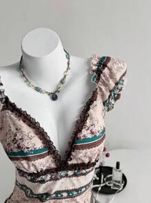 Elamini Camisa de mujer casual de estampado floral vintage, para el verano