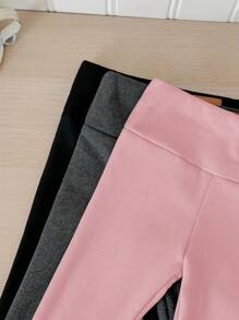 SHEIN LMoss Kids LMoss 3件套女婴秋冬加厚保暖内衬打底裤（黑色、灰色和杏色）。买1送3，百搭休闲保暖内衬裤 - 彩色 - 查看 4