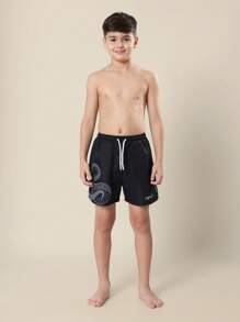 SUMWON Snake Print Swimming Trunks Boys Beach Pool Summer Board Shorts Water Sports Swim Bottoms Holiday Adjustable Waist For Casual And Vacation - Black - View 3
