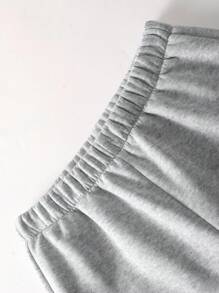 Vacaura 2pcs/Set Tween BoyCasual Sports Outfit, Hoodie Jacket With Side Print And Drawstring Waist Long Pants, Autumn/Winter Fall - Grey - View 7