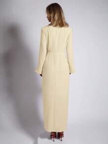 COSMINA Đầm dự tiệc dài màu đỏ thanh lịch cho nữ - Màu be - Xem 2