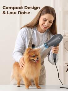 JMMO High Powered Salon Grade Hair Dryer With 3 Gear Adjustable Temps, Equipped With 2 Different Sized Nozzles, Ions For Less Frizz, Suitable For Home And Professional Salon Use, Grey-EU Plug - Dark Grey - View 5