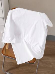 Claim Dot 男士休闲卡通猫咪印花落肩宽松白色T恤，夏季