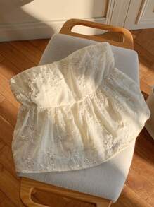 Comfortcana 女士花卉印花荷叶边下摆抹胸度假装 - 米色 - 查看 6