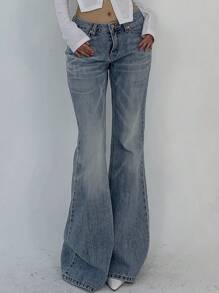 Dazy Tall Tall Women Casual Flare Leg Jeans Low Rise Jeans