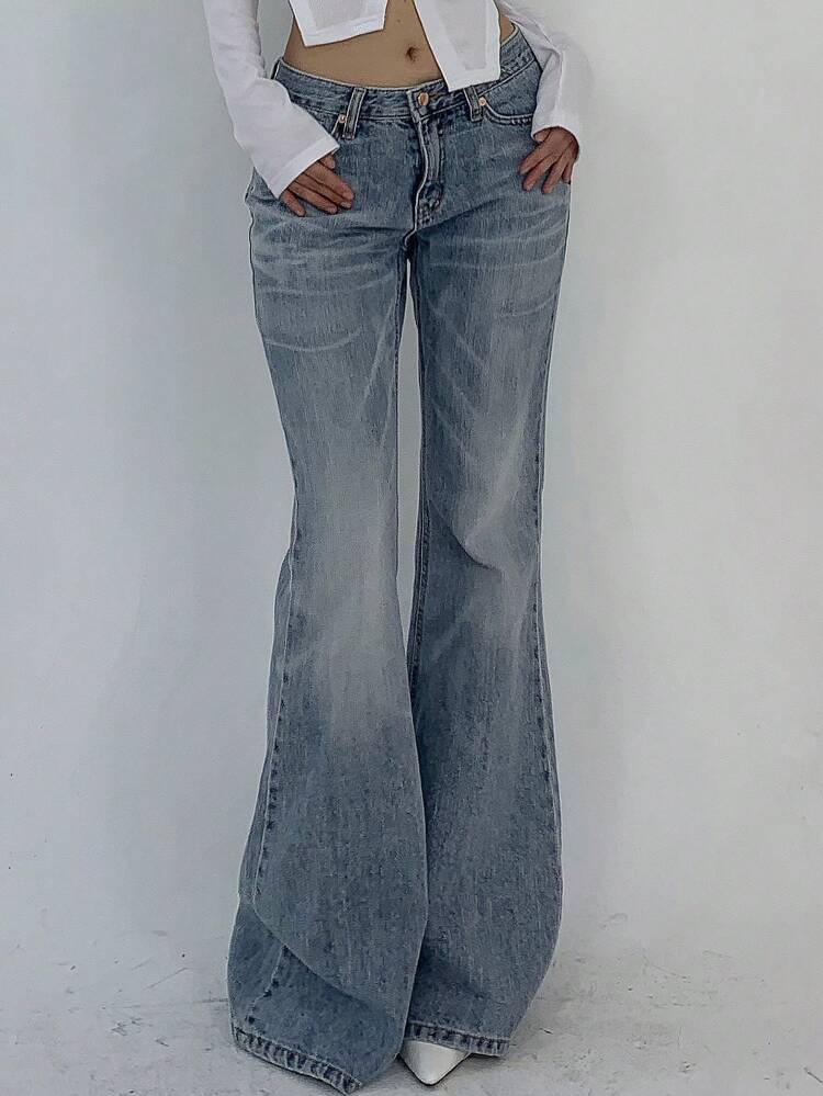 Tall Women Casual Flare Leg Jeans Low Rise Jeans