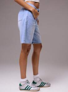 MUSERA 低腰长款牛仔短裤 夏季可爱度假风 90年代复古风 Y2K 春季 - 淺色水洗藍 - 查看 5