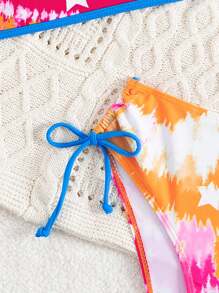 SHEIN Swim Bikini de dos piezas con estampado de estrellas para mujer, ideal para el verano y la playa - Multicolor - Ver 4