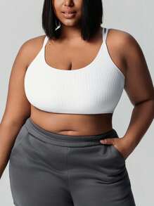 SHEIN Sports 大码女式休闲纯色舒适运动文胸 - 彩色 - 查看 5