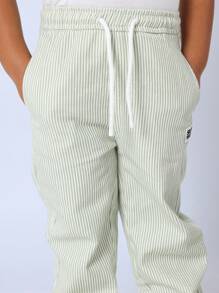 SUMWON 套穿式条纹斜纹棉休闲裤，春秋季日常舒适儿童款，弹性腰带可调节抽绳裤，休闲百搭。 - 綠色 - 查看 6