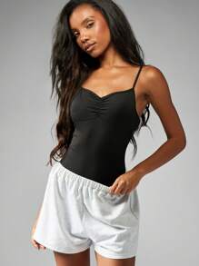 MISSGUIDED Active Compression Bodysuit Performance Tank Leotard Practice Ballet Stretch Workout Yoga One Piece Leotard Adjustable Straps Training Exercise - Black - View 1