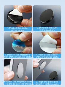 Teckwe Suport magnetic mini pentru telefon, suport multifuncțional pentru navigație auto, suport pentru bord auto compatibil cu iPhone, telefon Android, accesorii auto, accesorii auto, cadou pentru ziua de naștere, familie, prieteni, negru