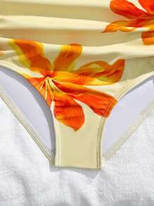 Young Girls Little Fresh Yellow Orange Flower Children's One-Piece Swimsuit, Pleated Design With A Sense Of Atmosphere, Perfect For Sweet Girls With A Must-Have Vacation Style Yellow Girl Bathing Suits For Girls Flower Bathing Suit - Multicolor - View 4