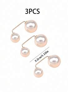 3 件仿珍珠胸针，仿珍珠胸针，女士仿珍珠防曝光领口别针，婚礼装饰别针，毛衣披肩夹，适用于服装开衫连衣裙毛衣帽 DIY 用品服饰装饰，防滑别针，领夹，围巾配饰，时尚，DIY 用品 - 白色 - 查看 3