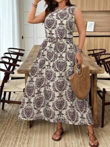 Breezaya 大码女式无袖圆领抽绳黑色杏色长裙，清凉舒压连衣裙，优雅时尚女式休闲连衣裙，女士夏季服装，圣帕特里克节，狂欢装，节日，春假，波西米亚风 - 彩色 - 查看 4