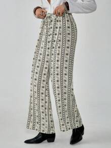 Florisole بنطلون فضفاض كاجوال نسائي بخصر مربوط بسحاب وطباعة زهور - متعدد الألوان - مشاهدة 3