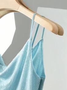 Chiquease Fashionable Elastic Sequin Patchwork Ruffle Hem Camisole Dress, Perfect For Vacation