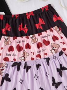 SHEIN 3件套加大码印花吊带背心和短裤睡衣套装 - 彩色 - 查看 5