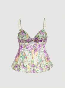 SHEIN MOD Camiseta holgada con estampado de tazas para mujer talla grande