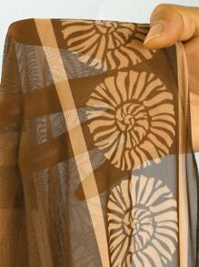 Swim Oasis 2025新款女式泳衣，提花面料纯色连体泳衣，带定位印花网眼长裙，海滩度假休闲泳衣套装，夏季