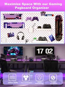 1Pc Nail Board With Hooks And Accessories, Wall Mounted Storage Shelves For Bedrooms, Bathrooms, And Study Rooms, Steel Plate Structural Panels, White Steel Plate Backup, HIPS Steel Plate For Dual Room Process Rooms And Vehicle Rooms, HIPS Nail Board Easy To Install, Bathroom Organizer