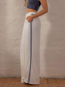 Aralina Quần sọc tương phản Y2K Streetwear Stockholm phong cách mùa hè/thu - Màu be - Xem 6