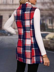 SHEIN LUNE Women's Casual Commuter Plaid Vest Jacket