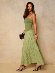 COSMINA Váy dài viền bèo nhún thanh lịch dành cho nữ, bốn mùa, trang phục dự tiệc đồng quê, váy dự tiệc cưới cho nữ - màu xanh lá - Xem 4