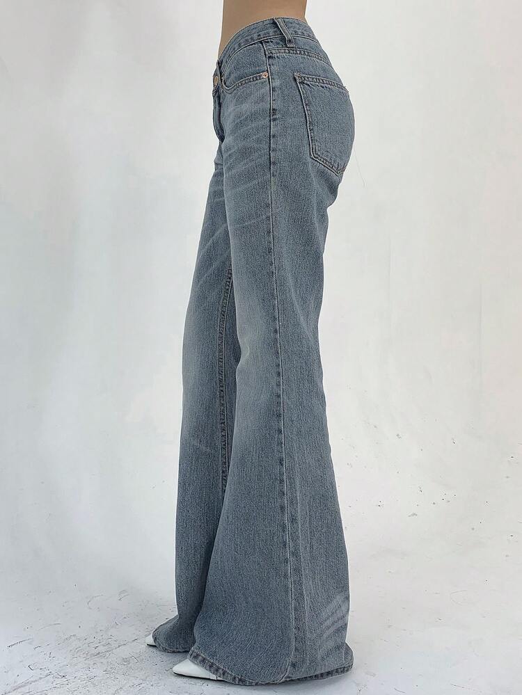 Tall Women Casual Flare Leg Jeans Low Rise Jeans