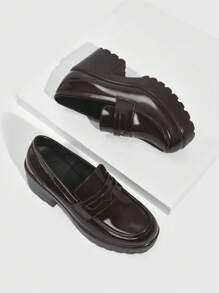 CUCCOO BIZCHIC 女士鞋 简约粗跟优雅棕色人造皮革厚底乐福鞋 夏季毕业高跟鞋 舞会高跟鞋 度假鞋 夏季促销 优雅基础款 商务休闲 商务时尚 圣诞节 秋季 新年 假期