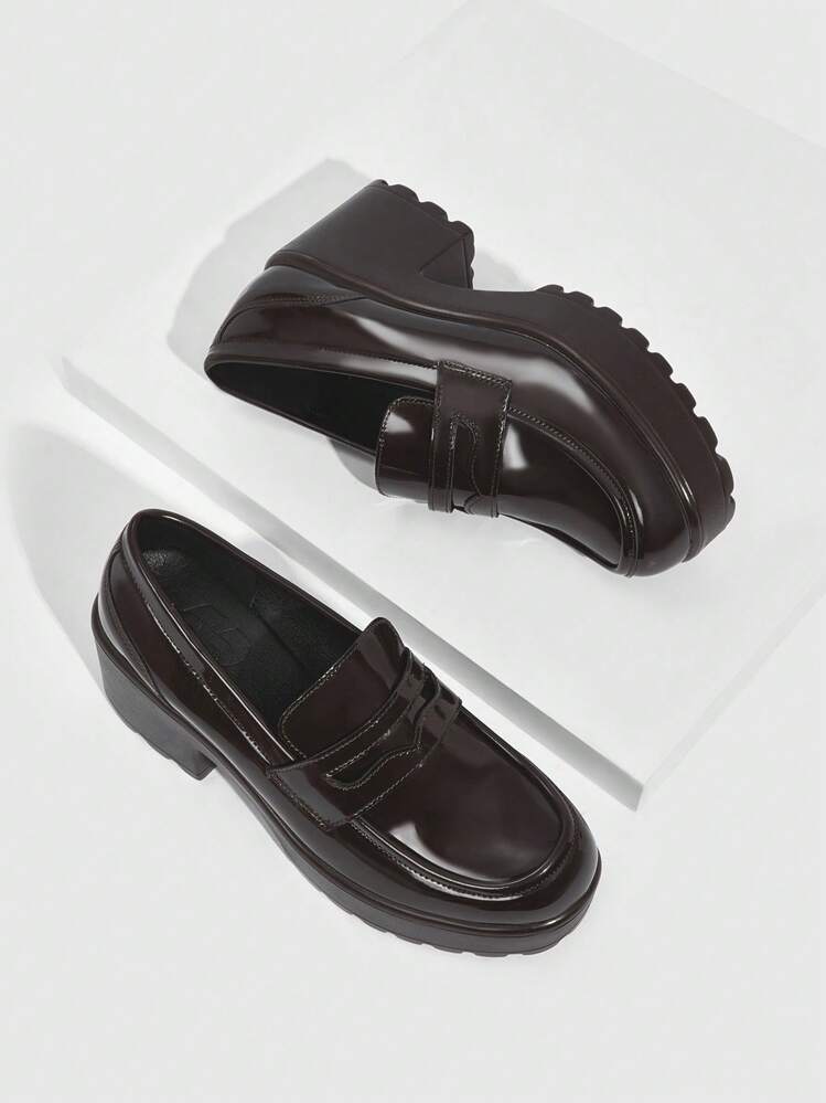 CUCCOO BIZCHIC נעלי נשים מינימליסטיות עקבים שמנמנים אלגנטי חום מלאכותי עור מלאכותי שטוח נעלי נעלי לואפס לקיץ עקבי סיום לימודים עקבי נשף נעלי נופש מכירת קיץ יסודות אלגנטיים עסקים מזדמנים עסקים שיק חג המולד סתיו שנה חדשה חופשה - חום קפה - ראה 5