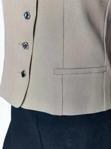 Maija Women's Solid Color V-Neck Single-Breasted Casual Vest Blazer Women Vest Vest Top Women Suit Vest,Fall Women Clothes - Khaki - View 7