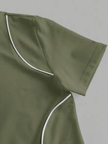 Gameset SHEIN Sport Women Short Sleeve Sports Yoga Slim Fit Running Outdoor T-Shirt Fitted Shirt - Army Green - View 4