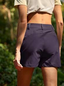 In My Nature 女士宽松休闲多功能户外短裤，带口袋，适合跑步、徒步等各种户外活动。 - 紫羅蘭色 - 查看 2