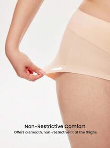 LUVLETTE Set de 2 chiloți aerisiți din bumbac, talie înaltă, control al abdomenului, lenjerie intimă simplă pentru femei, chiloți negri, chiloți nud