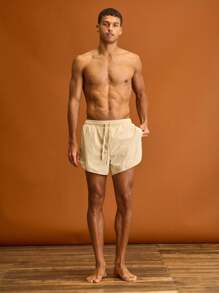 Musero 男士抽绳泳裤 春夏假日度假 - 杏色 - 查看 1