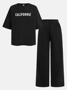 Tween Girl Casual Loose Minimalist Comfortable Round Neck Short Sleeve T-Shirt And Shorts Set