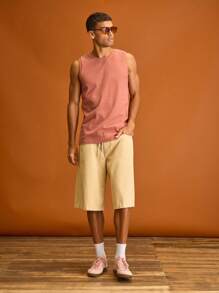 Musero Crew Neck Straight Fit Tank Tops Shoulder Detailing Summer Holiday Vacation - Pink - View 4