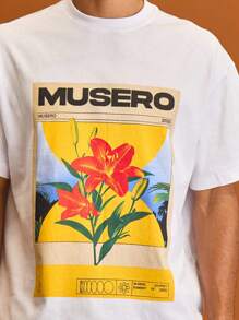 Musero 超大短袖落肩图案T恤夏季假期