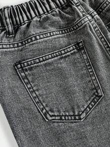 青少年女孩口袋宽松阔腿破洞休闲百搭牛仔裤