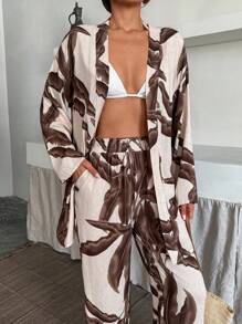 EURMUSE Set a due pezzi con stampa perfetta, eleganza senza sforzo con atmosfere da kimono, stampe audaci, silhouette rilassata. L'arte dello stile in un set abbinato, look deciso con un tocco fluido. Set ispirato al kimono per giorni chic. Stampe accattivanti, vestibilità agevole, dallo svago alla strada - stile in ogni passo. Avvolto nello stile, alimentato dalle stampe.